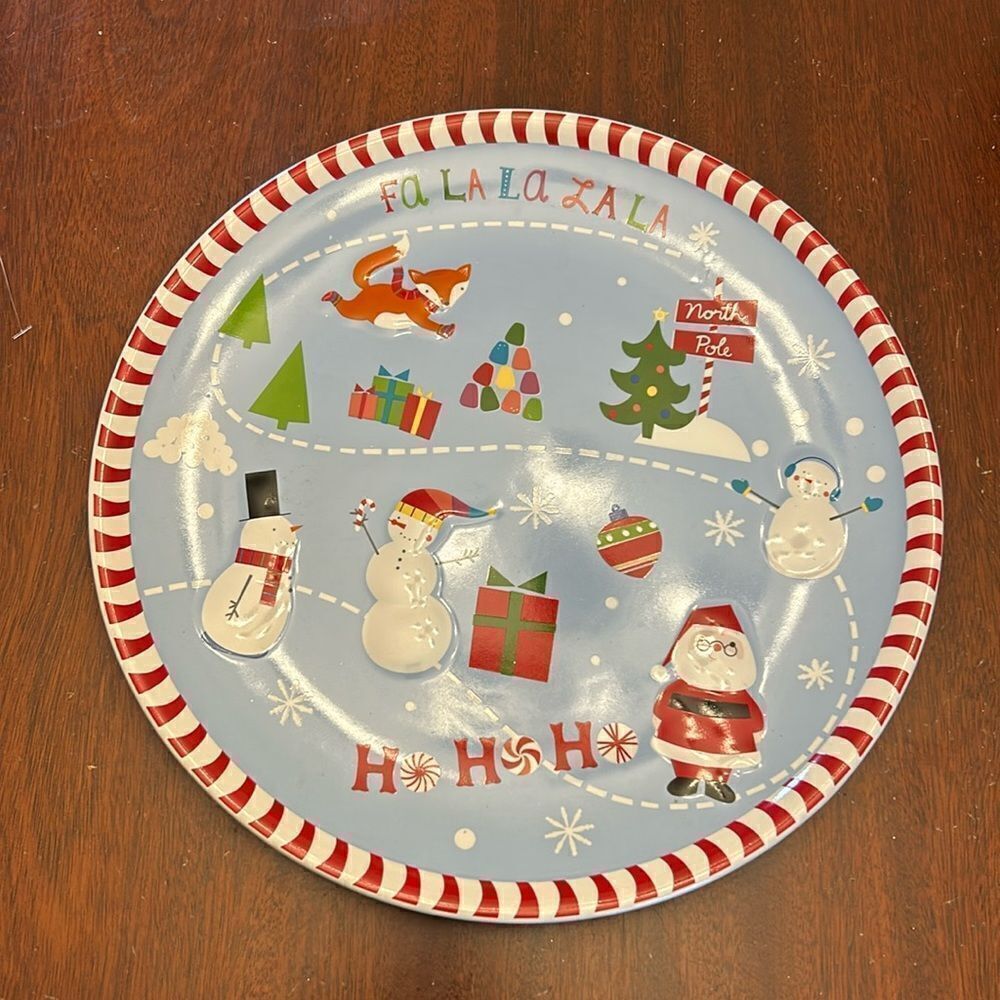 St. Nicholas Square Oh What Fun 13” round serving platter EUC